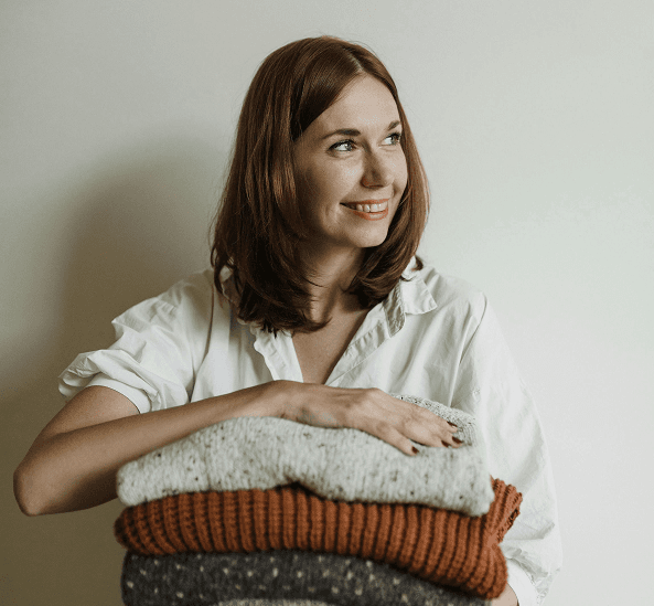 lady with laundry